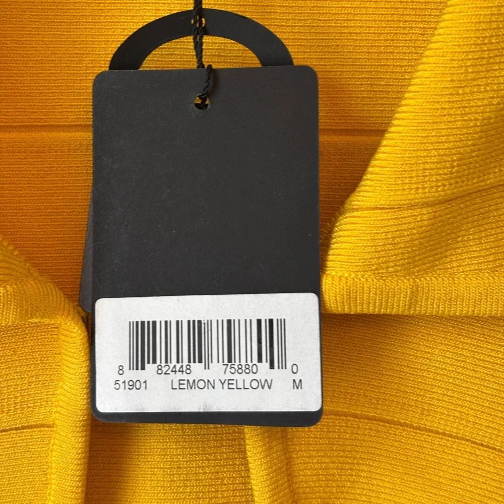 NEW Cyrus Knits Lemon Yellow Bolero Crop Sweater Md Stretch Silver Rhinestones - Picture 6 of 7